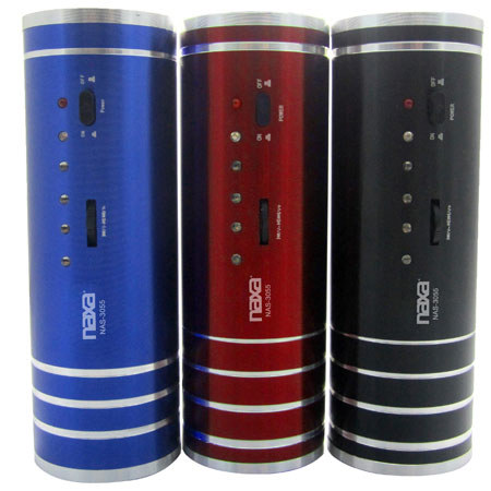 Naxa NAS-3055 Tube Speaker with USB, SD/MMC Inputs and FM Radio with LED Lights