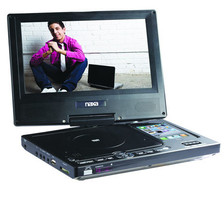 NAXA 9" TFT LCD Swivel Screen Portable DVD Player with Dock for iPod and iPhone