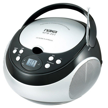 Naxa NPB-251 CD Player with AM/FM Stereo Radio, Black