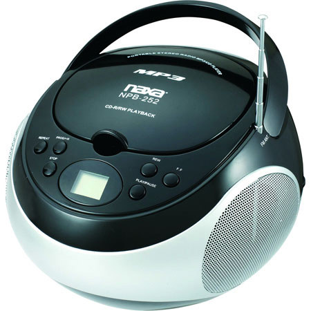 Naxa Portable MP3/CD Player with AM/FM Stereo Radio, Black