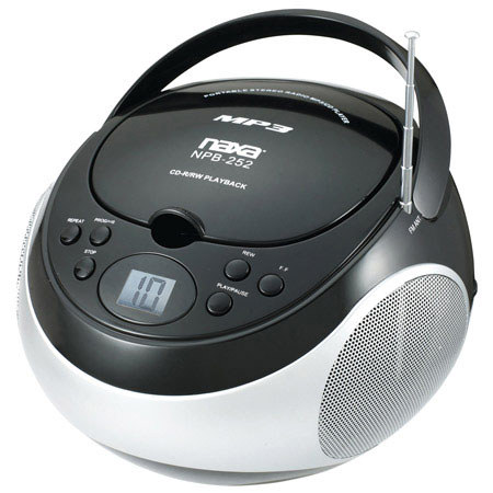 Naxa NPB-252 MP3/CD Player with AM/FM Stereo Radio, Black