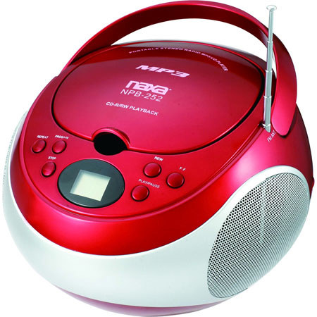 Naxa Portable MP3/CD Player with AM/FM Stereo Radio, Red