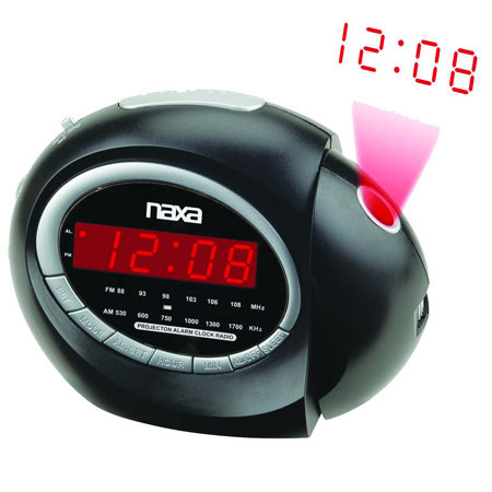 Naxa Projection Alarm Clock with AM/FM Radio & Snooze