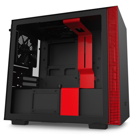 NZXT H210 Mini-ITX Case with Tempered Glass, Matte Black/Red