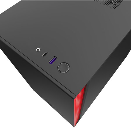 NZXT H210 Mini-ITX Case with Tempered Glass, Matte Black/Red