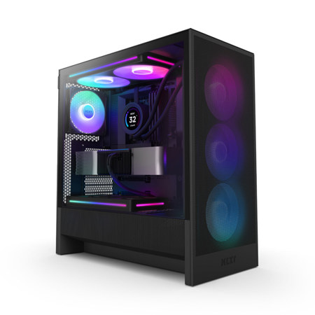 NZXT H5 Flow RGB Compact Tempered Glass ATX Mid-Tower Airflow Computer Case, Black