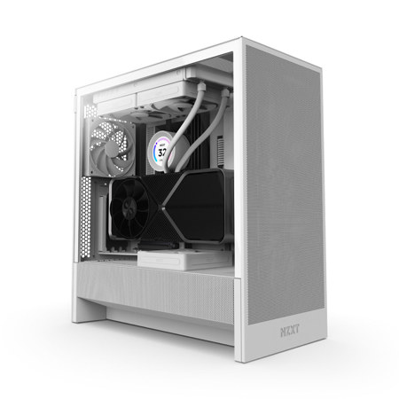 NZXT H5 Flow Compact Tempered Glass ATX Mid-Tower Airflow Computer Case, White