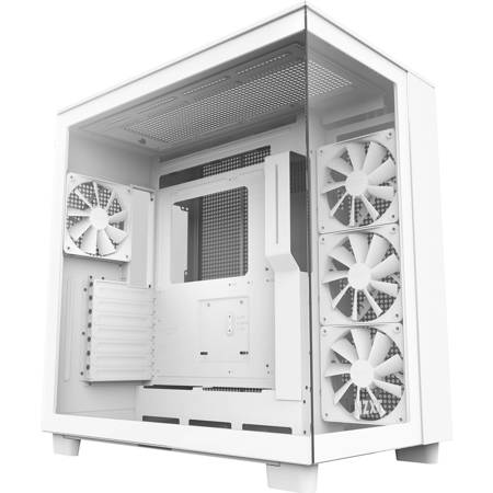  NZXT H9 Flow Dual-Chamber ATX Mid-Tower PC Gaming Case –  High-Airflow Perforated Top Panel – Tempered Glass Front & Side Panels –  360mm Radiator Support – Cable Management – White : Electronics