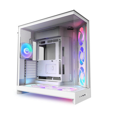 NZXT H9 Flow RGB+ Dual-Chamber ATX Mid-Tower Airflow Computer Case White