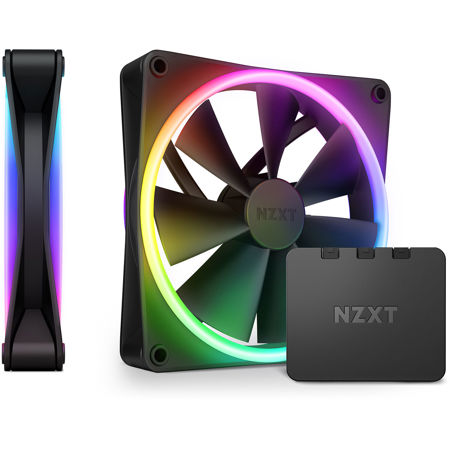NZXT F140 140mm RGB DUO Case Fan Matte Black With RGB Controller 2-Pack