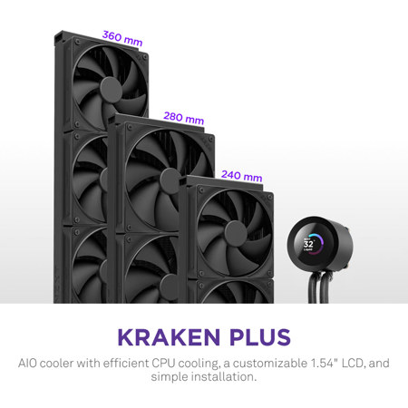 NZXT Kraken Plus 360mm All-in-One Liquid CPU Cooler with LCD