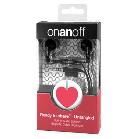 Onanoff LoveBuds HD Earbuds with Audio Splitter, Red Heart Magneat