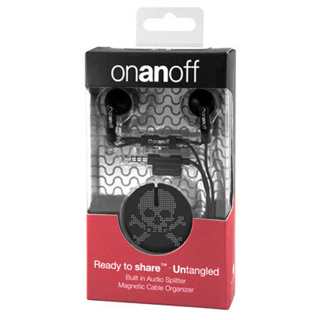 Onanoff Magnum HD Noise-Isolating Earbuds, Gunmetal with Skull & Bones Magneat