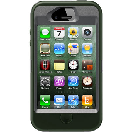 Otterbox Defender Case for i-Phone 4S Gunmetal Grey PC/Envy Green Slip Cover