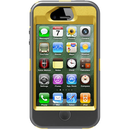 Otterbox Defender Case for i-Phone 4S, Sun Yellow PC/Gunmetal Grey Slip Cover