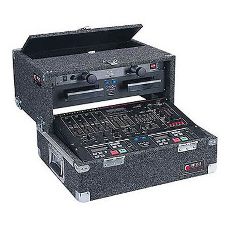 Odysseyy Carpeted Slide-Style Combo Rack Case, 8 Spaces Slanted, 4 Spaces Top