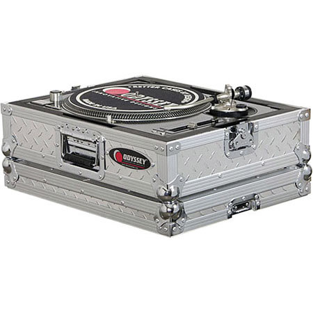 Odyssey FTTDIAII Case for Technics 1200/Other Turntables, Silver Diamond Plate