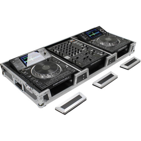 Odyssey Innovative Designs DJ Coffin for Two CD/Media Player&Mixer,Silver/Chrome