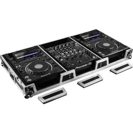 Odyssey Innovative Designs Extra Deep Coffin Flight Case with Wheels for 12" Format DJ Mixer and Two Media Players, Black and Silver