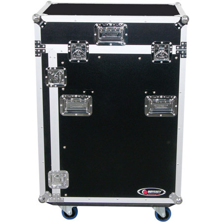 Odyssey Innovative Designs FZ1316WDLX Flight Zone ATA DLX Combo Rack Case With Wheels, Side Table, 13U Slant, 16U Vertical