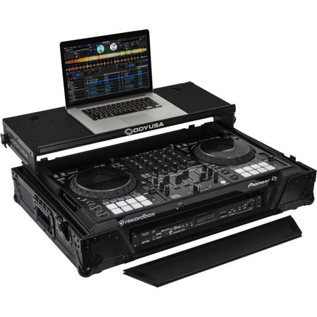 Odyssey Innovative Designs Black Label Glide Style Series Case with Bottom 19" 1U Rack Space for Pioneer DDJ-1000 DJ Controller, Black