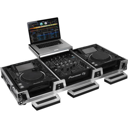 Odyssey Innovative Designs Flight Zone Series Low Profile Glide Style DJ Coffin with Wheels for 12" Format Mixer and 2 Large Format CD/Digital Media Players