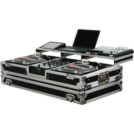 Odyssey Innovative Designs Remixer Glide Style Series CD/Digital Media DJ Coffin for 2 Turntables in Battle Position & 10" Mixer with Rollers