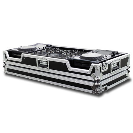 Odysseyy Flight Zone Series DJ Coffin f/Pioneer DJM-2000 DJ Mixer, Black Chrome