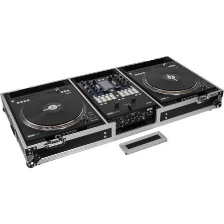 Odyssey Innovative Designs Flight Zone Series DJ Battle Coffin with Wheels for Rane Seventy-Two Mixer and Two Rane Twelve Controllers, Black/Silver
