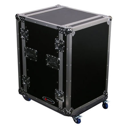 Odyssey Innovative Designs Flight Zone FZSRPAR16W Space Saver Amp Rack Case with Wheels for 16 Space Rackmount Gear