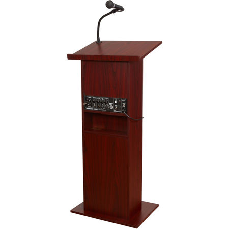 Oklahoma Sound Power Plus 111PLS Lectern with Wireless Handheld Mic, Mahogany