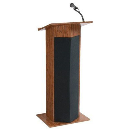 Oklahoma Sound Power Plus Floor Lectern, Walnut Finish