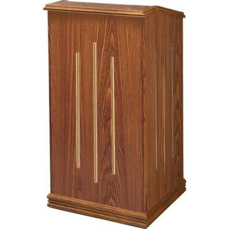 Oklahoma Sound Premier Full-Floor Lectern, Medium Oak Finish