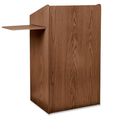 Oklahoma Sound Aristocrat Floor Lectern, Non Sound, Medium Oak Finish