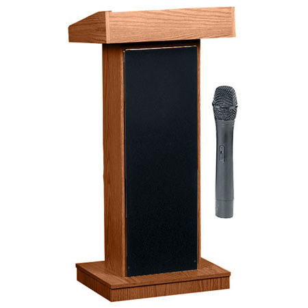 Oklahoma Sound Orator 800X Sound Lectern with LWM-5 Microphone, Medium Oak