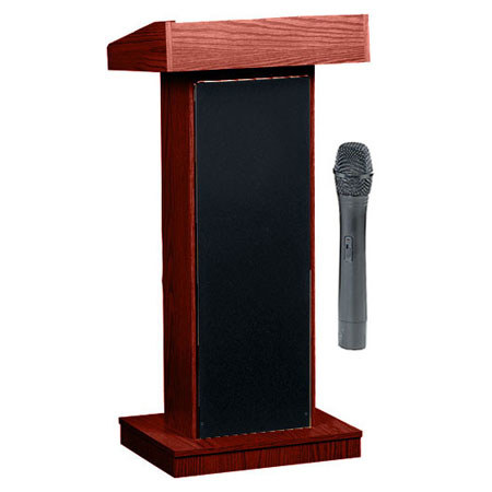 Oklahoma Sound Orator 800X Sound Lectern with LWM-5 Microphone, Mahogany