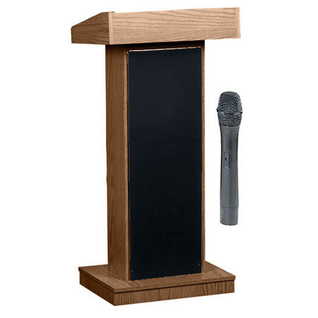 Oklahoma Sound Orator 800X Sound Lectern with LWM-5 Wireless Microphone, Walnut