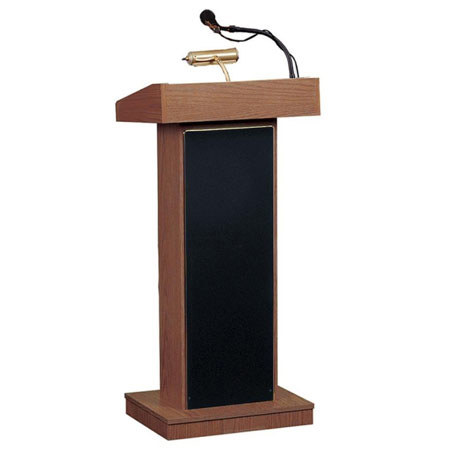 Oklahoma Sound 46" High Built-in Orator Sound Lectern, Medium Oak Finish