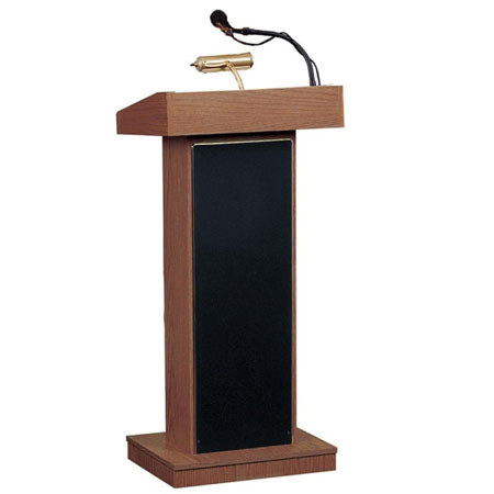 Oklahoma Sound 46" High Built-in Orator Sound Lectern, Walnut Finish