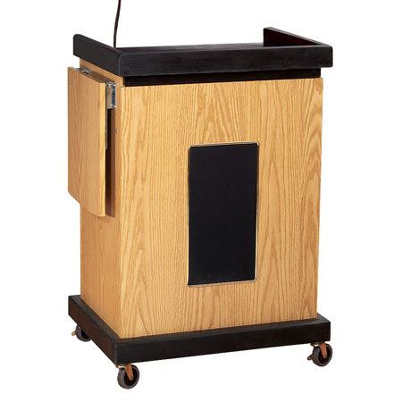 Oklahoma Sound Smart Cart Multipurpose Computer Lectern with Sound, Light Oak