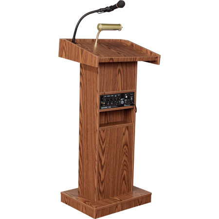 Oklahoma Sound Orator 800X Lectern, Wireless Lavalier Mic & Battery, Medium Oak