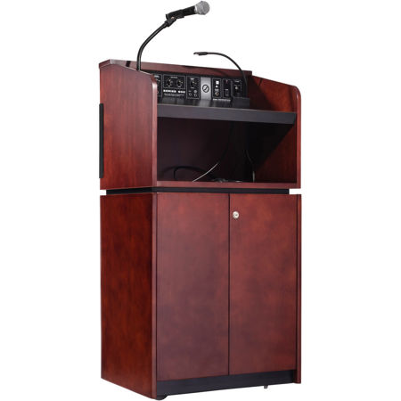 Oklahoma Sound Veneer 950/901 Sound Table Lectern,Base & Battery,Mahogany/Walnut