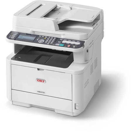OKI Data MB472w Wireless Monochrome Multifunction LED Printer, 35ppm Black/White, 1200x1200 dpi, 250 Sheet Input Tray, Duplex Printing - Print, Copy, Scan, Fax