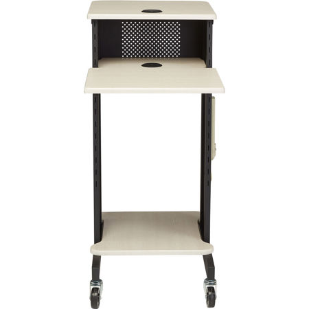 Oklahoma Sound Multi-Use Premium 4-Shelf Presentation Cart, Ivory Wood/Black
