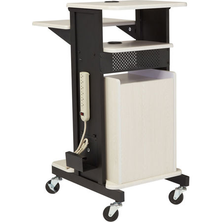 Oklahoma Sound Premium Plus Presentation Cart, Ivory Woodgrain/Black
