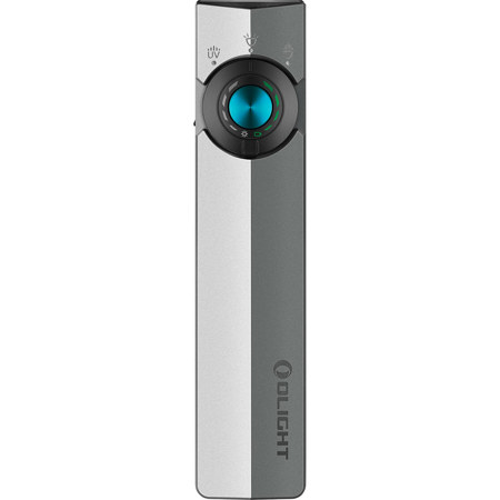 Olight ArkPro Rechargeable EDC Cool White LED Flashlight with UV and Green Laser, Silver Graphite