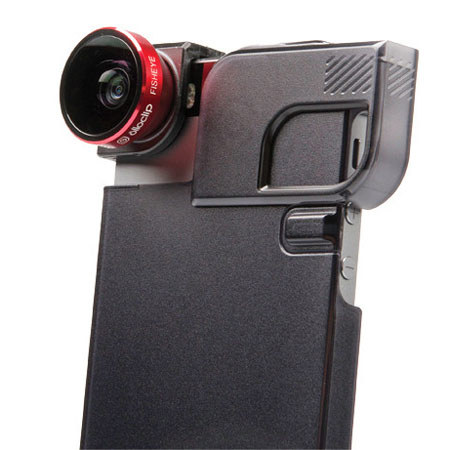 Olloclip 4-in-1 Photo Lens for iPhone 5/5s + Flip Case, Black Case/Clip/Red Lens