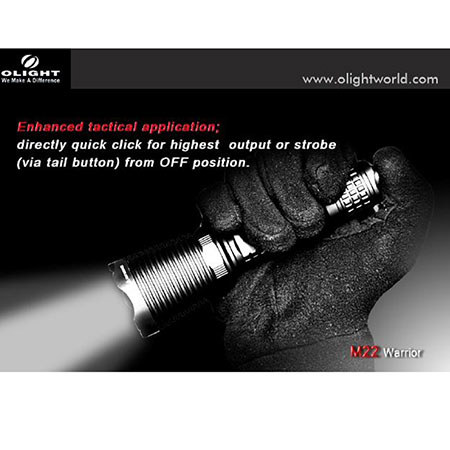 Olight M22 Warrior Flashlight, Cree XM-L2 LED, 950 Lumens, Black Strike Bezel