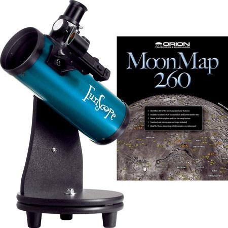 Orion FunScope 76mm f/3.9 (300mm) TableTop Reflector Telescope Kit with Moon Map