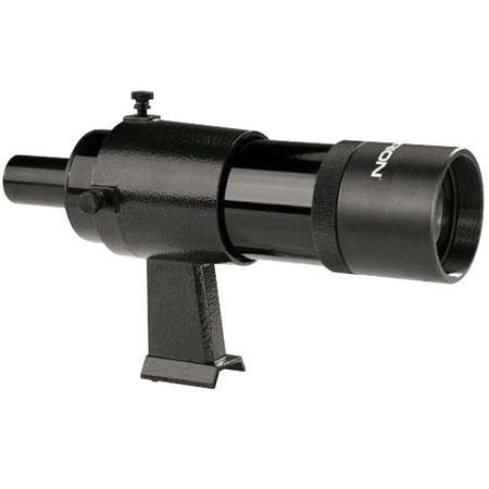 Orion 9x50 Achromatic Finder Scope with Bracket, Straight-through Viewing, 9x Magnification, Black Enamel Finish.